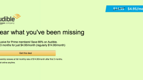Early Prime Day Deal: Three Months of Audible For the Price of One